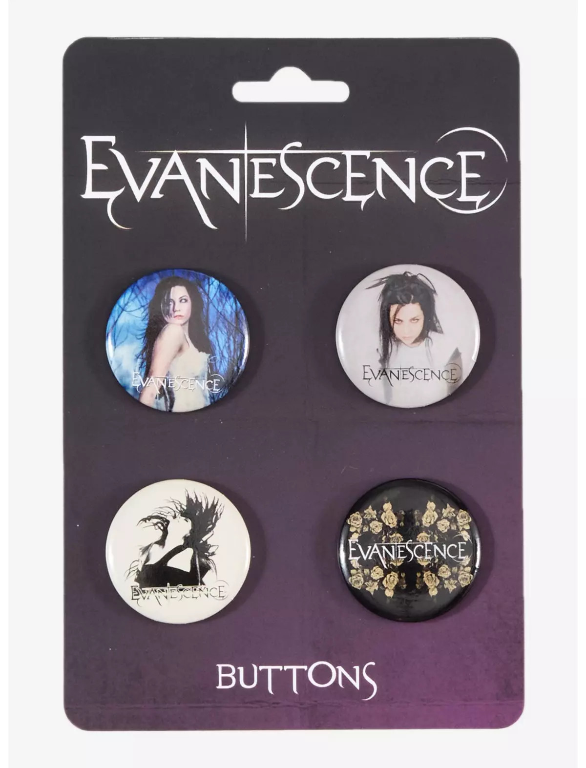 Official EVANESCENCE Amy Lee Button Badge Pin Set Of 4 BRAND NEW ON CARD