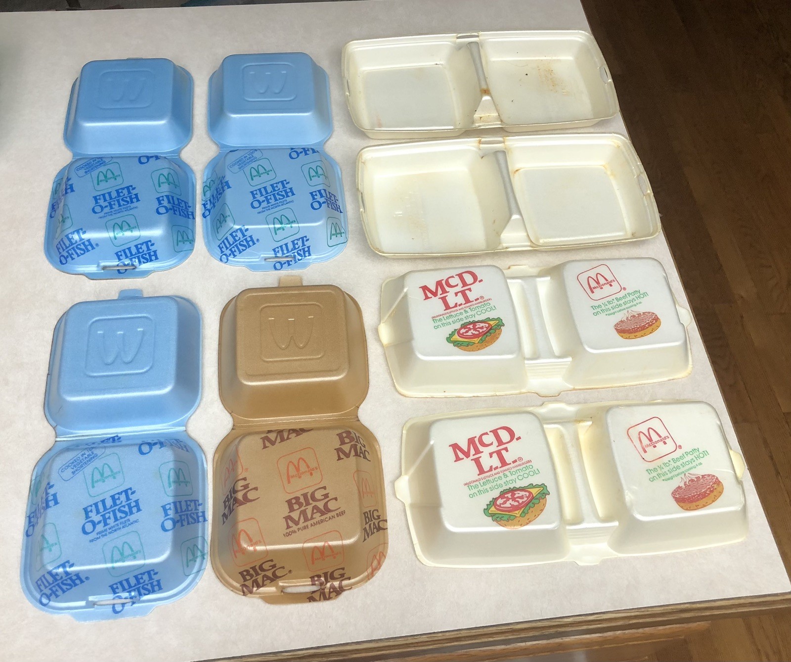 6 McDonald's Clamshell Foam Containers Box Vintage NOS Rare