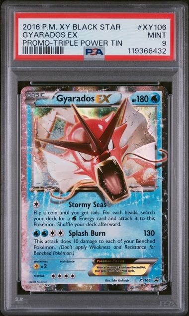 2016 POKEMON XY BLACK STAR PROMO #XY106 GYARADOS EX PROMO-TRIPLE POWER TIN PSA 9