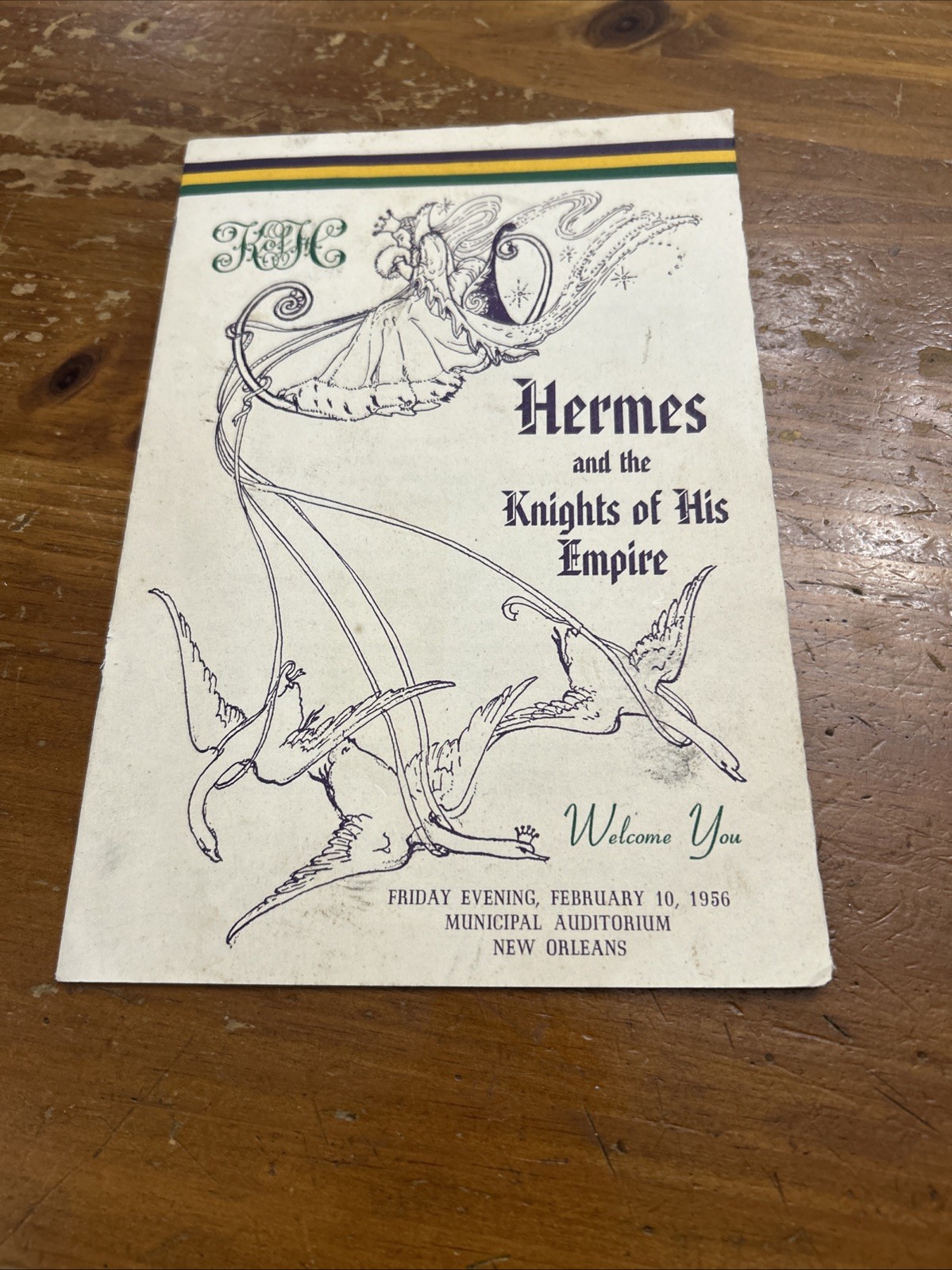 1956 Krewe of Hermes New Orleans Mardi Gras Program Ball Municipal Auditorium