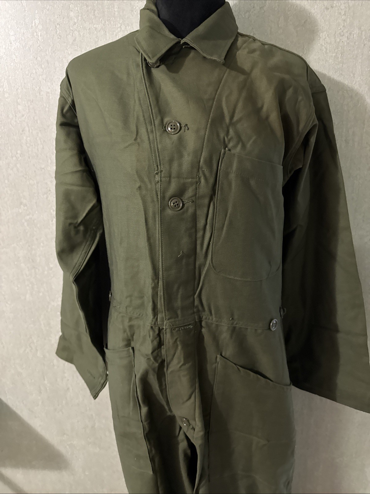 Vtg 1983 US Military OG 107 Cotton Sateen Coveralls Boilersuit Flight Suit Med