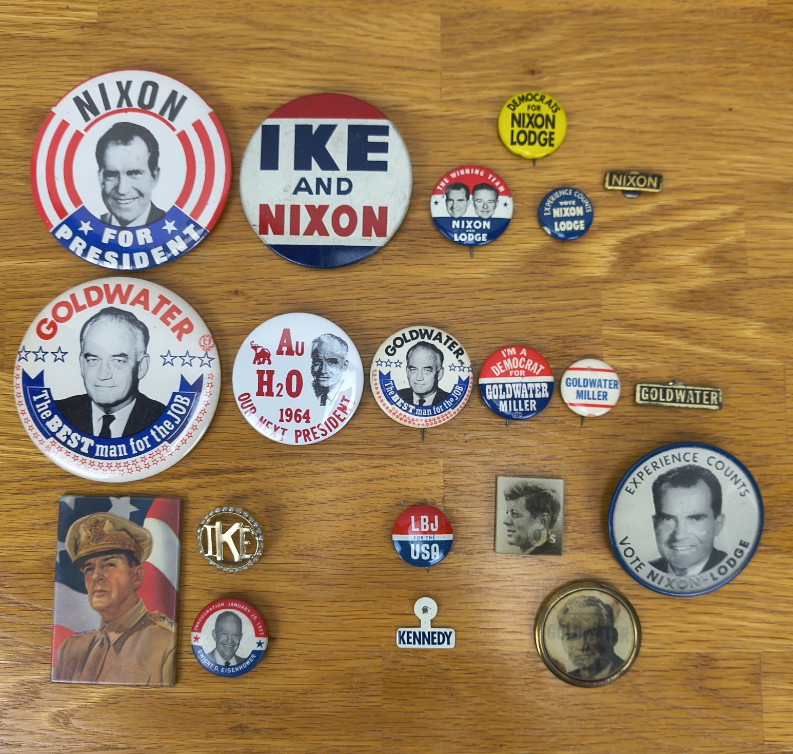 Vintage Political Campaign Button Lot of Nixon Goldwater Eisenhower LBJ Kennedy