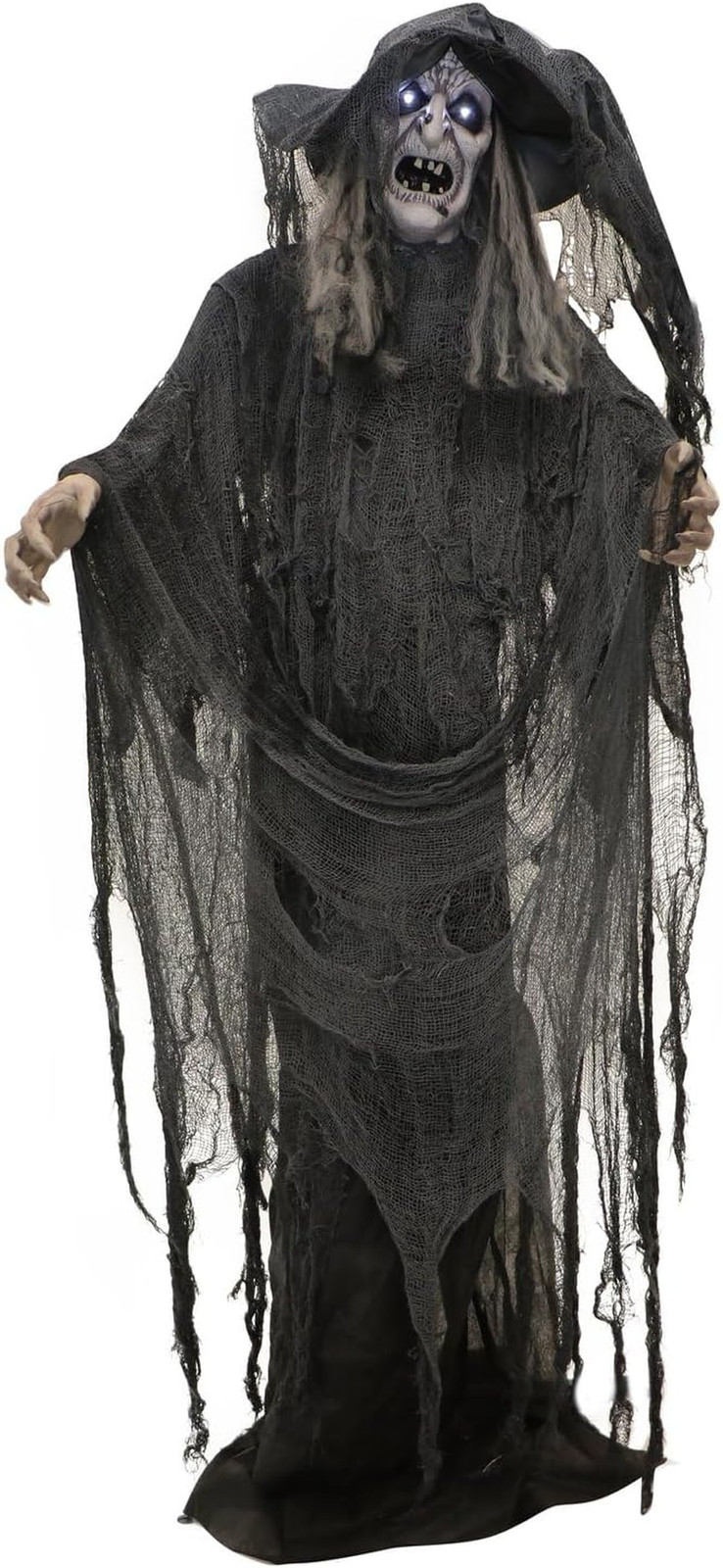 Life-Size Animatronic Scary Talking Witch with Touch Activated Lights and Sound,