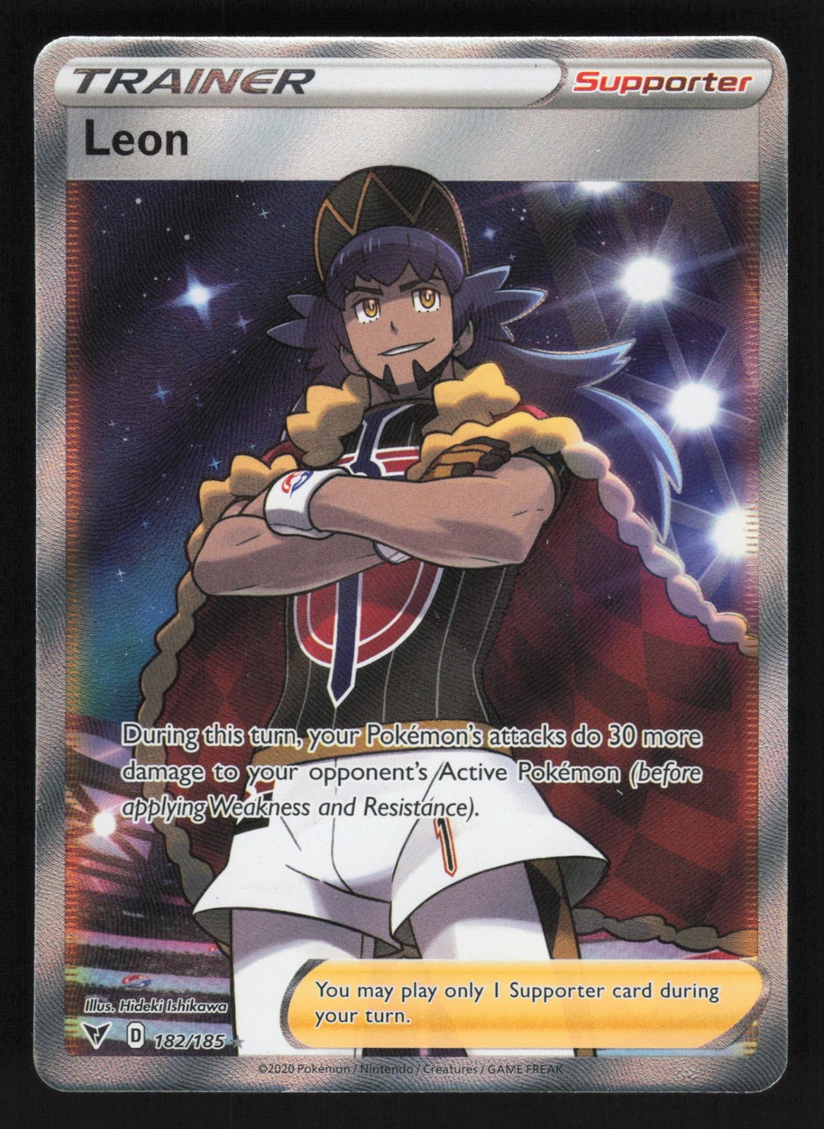 English NM Leon (Full Art) 182/185 SWSH04 Holofoil Pokemon SWSH04: Vivid Voltage