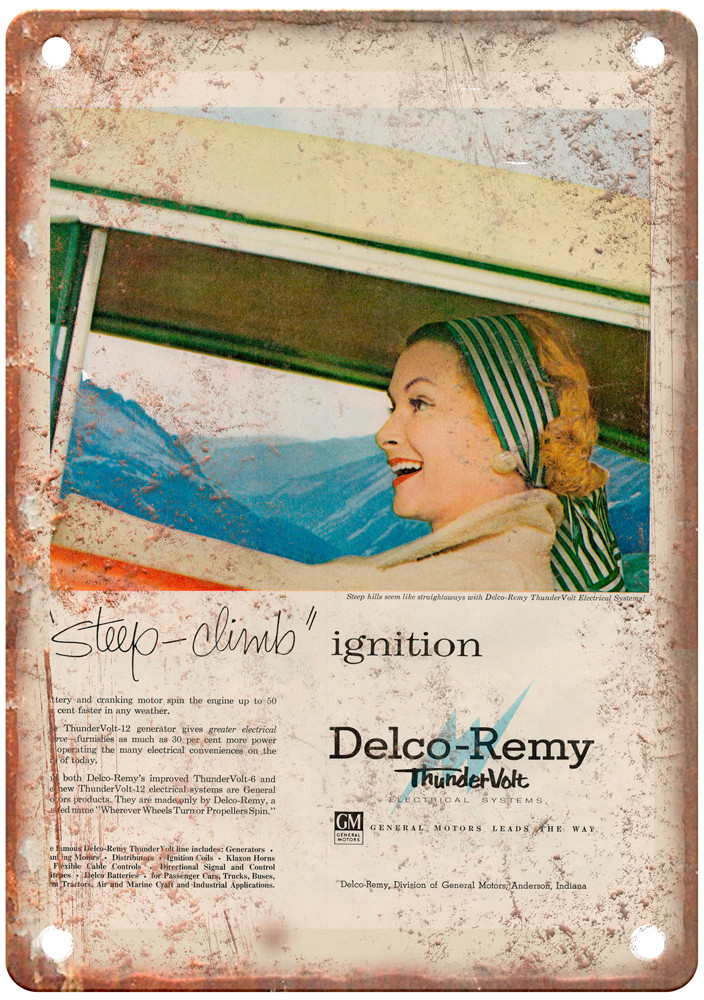 1955 Vintage Delco-Remy Auto Ad Retro Look Reproduction Metal Sign A13430