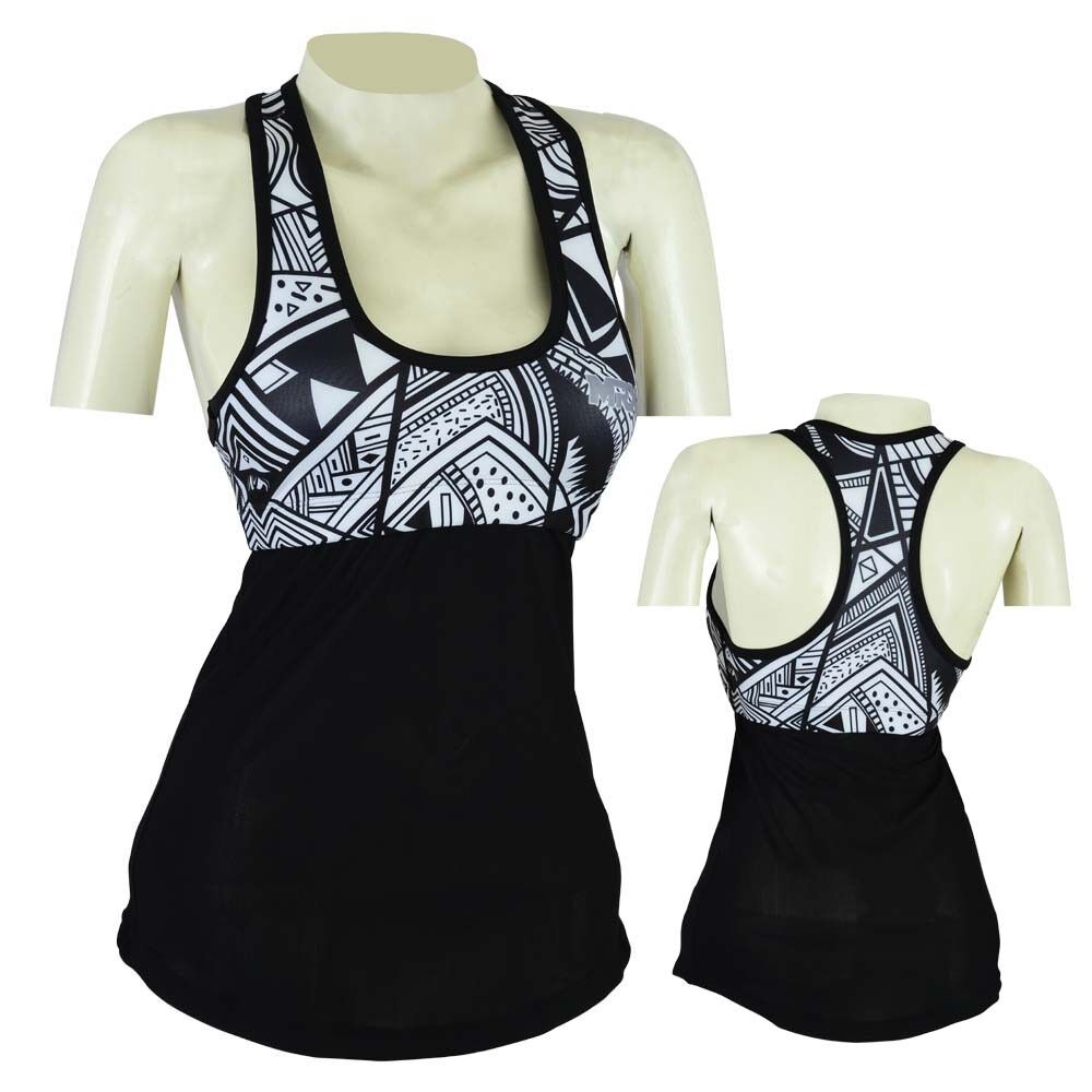 Womens Yoga Vest Mesh Top Ladies Exercise Fitness Mesh At Bottom Compression Fit