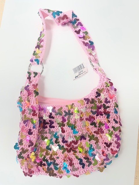 BRAND NEW PINK Disney World Sequin/Payette Mickey Head Purse