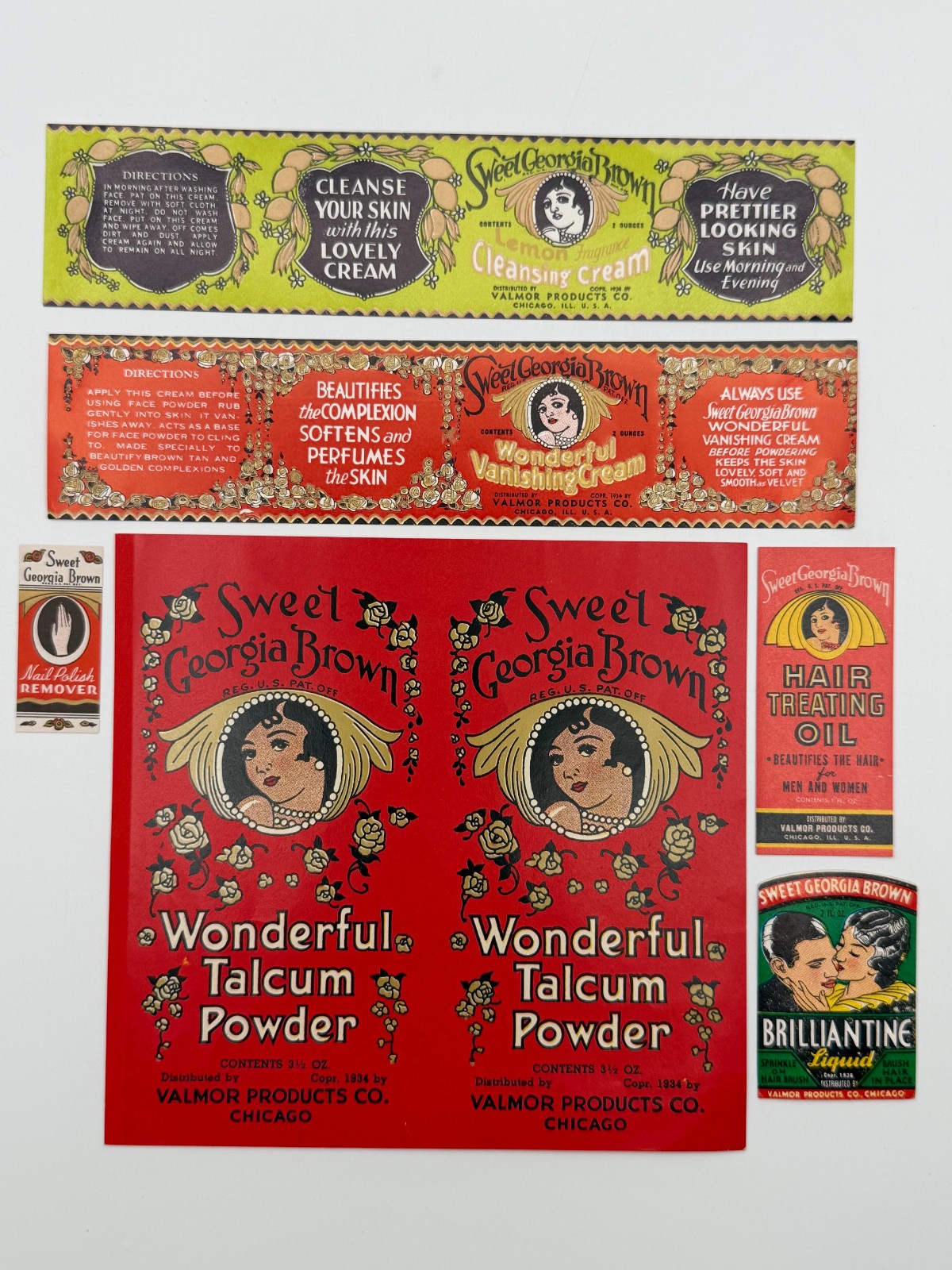 Sweet Georgia Brown Chicago African American Beauty Product Valmor Label Lot