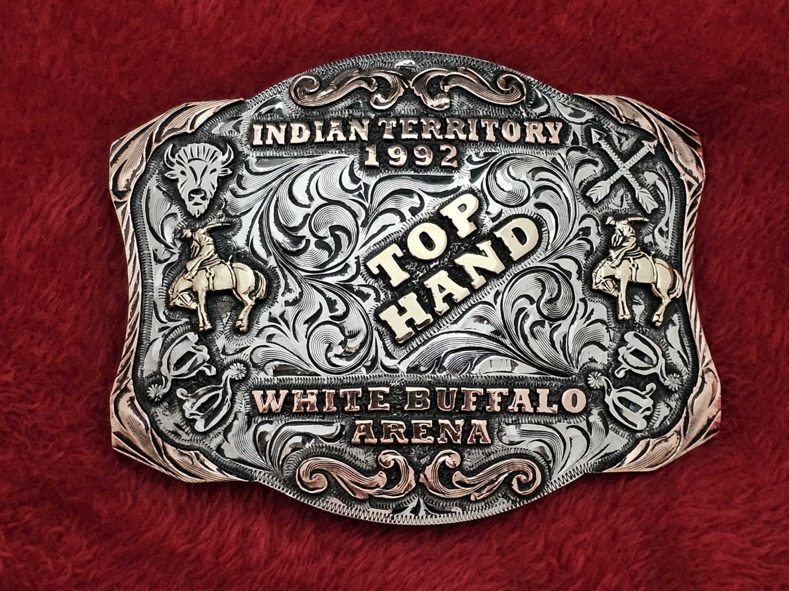INDIAN Bronc Riding X~Treme☆1992☆ RODEO CHAMPION☆Top Hand☆TROPHY BUCKLE☆Rare☆X04