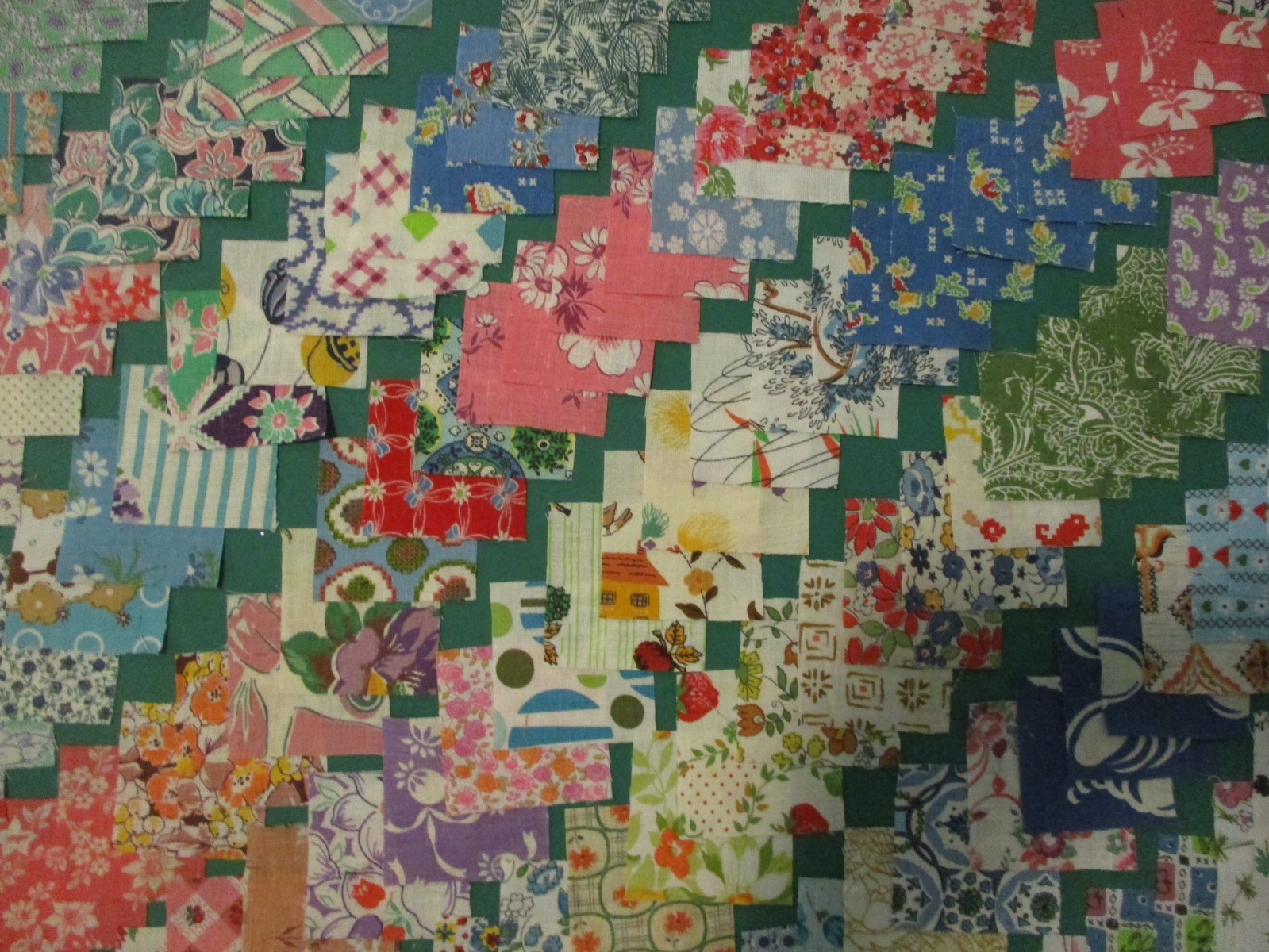 Vintage Cotton Quilt Fabric Feedsack Squares Florals 2 1/4
