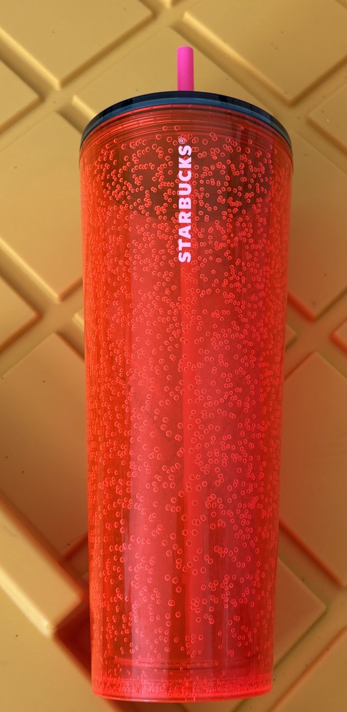 2023 Starbucks Summer Neon Orange Tangerine Bubble seed 24 oz Venti Tumbler Cold