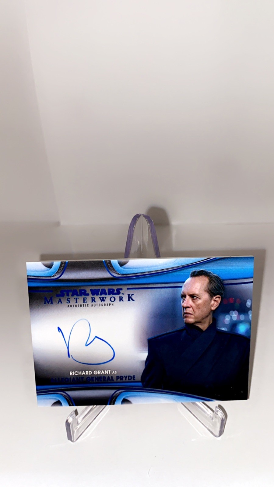 Richard E Grant As General Pryde Topps Star Wars Masterwork Blue On Card Auto/99