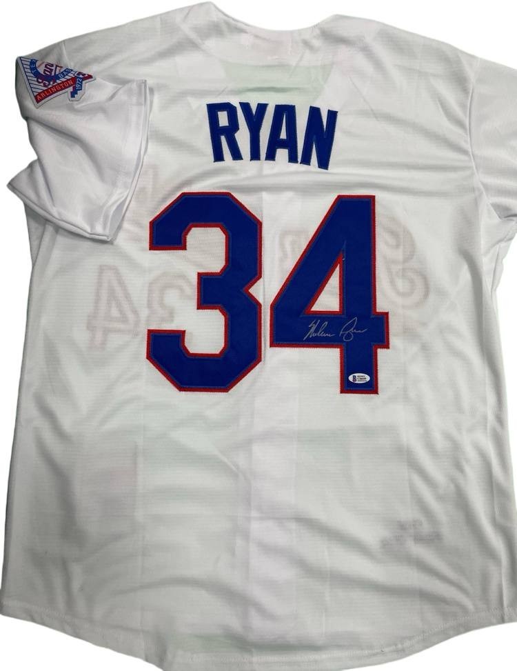 Nolan Ryan Autographed Texas Rangers #34 White Jersey Beckett Certified