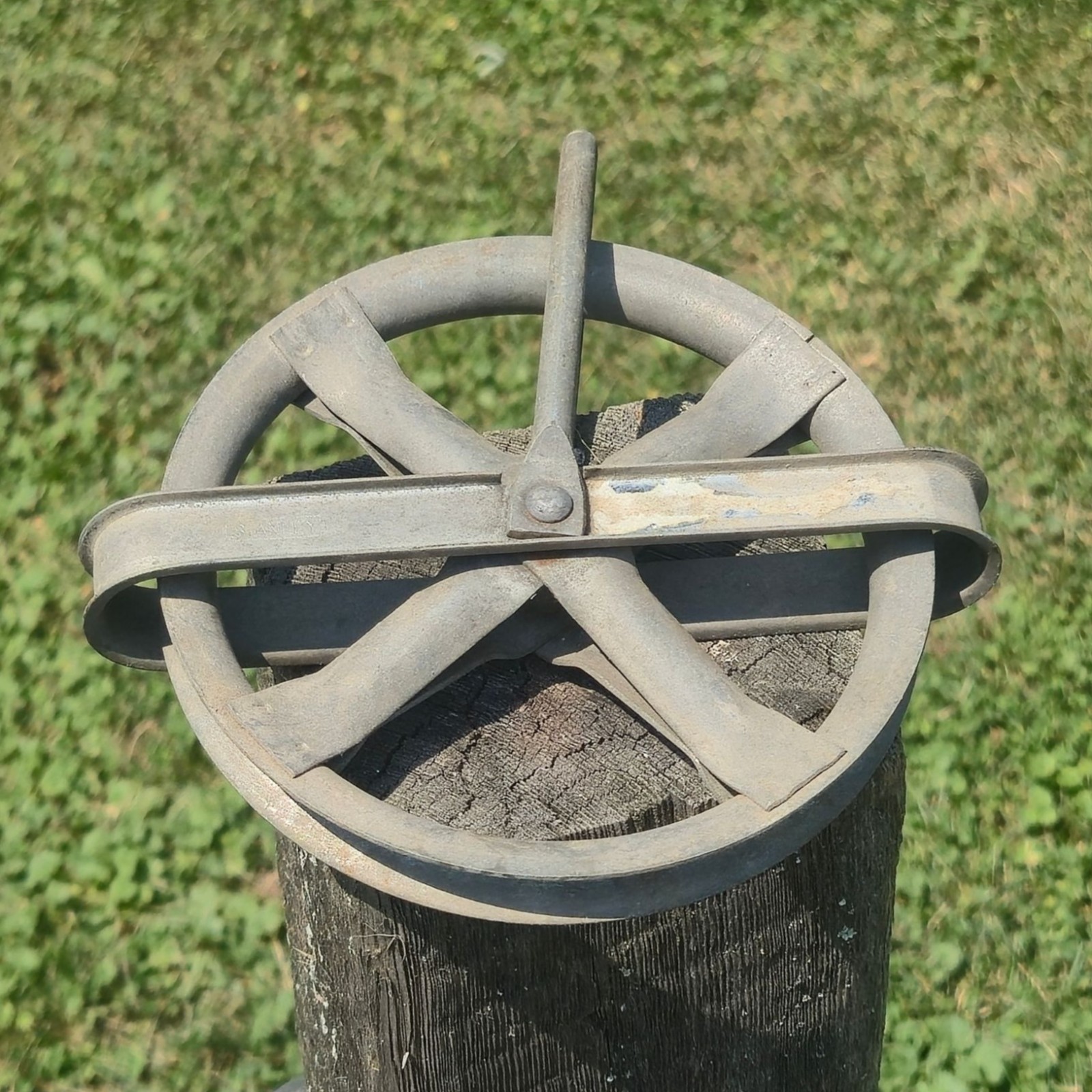 Vintage STANLEY rope pulley wheel Steampunk Industrial crafting rustic farmhouse