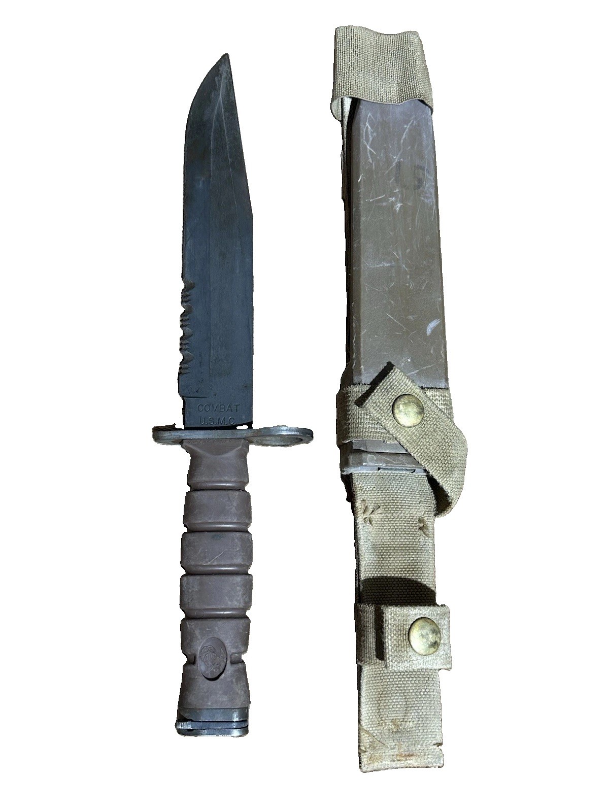 Vintage OKC3S Knife USMC Marine Corps Bayonet Ontario Knife Co & Scabbard