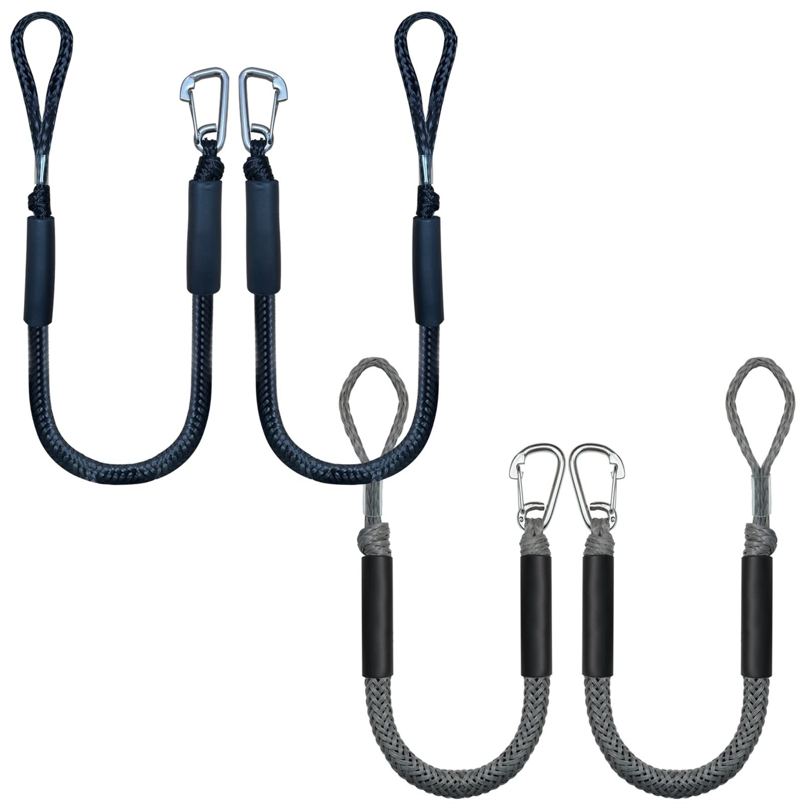 4FT*2+3FT*2 Bungee Dock Line Boat Ropes for Docking with Stainless Steel Clip...