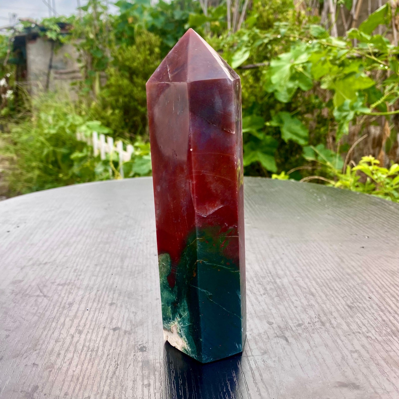 1.6LB Natural ocean jade pillar spiritual decoration restoration