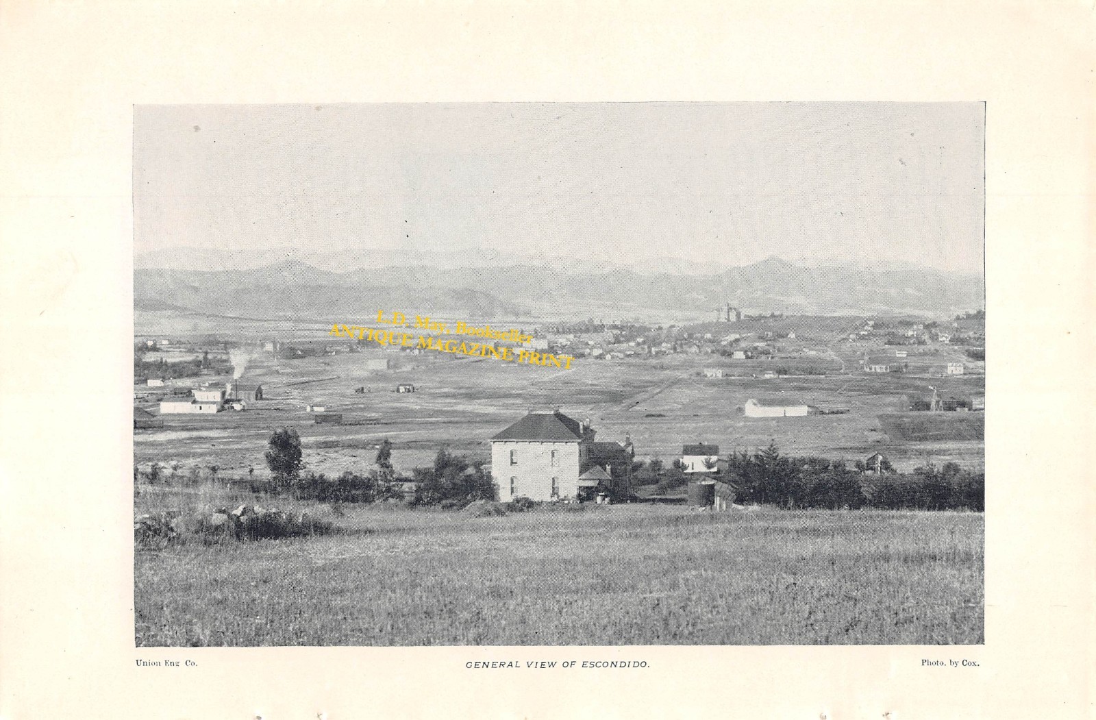 antique 1895 article ESCONDIDO CA (includes rare halftone image + local ad)