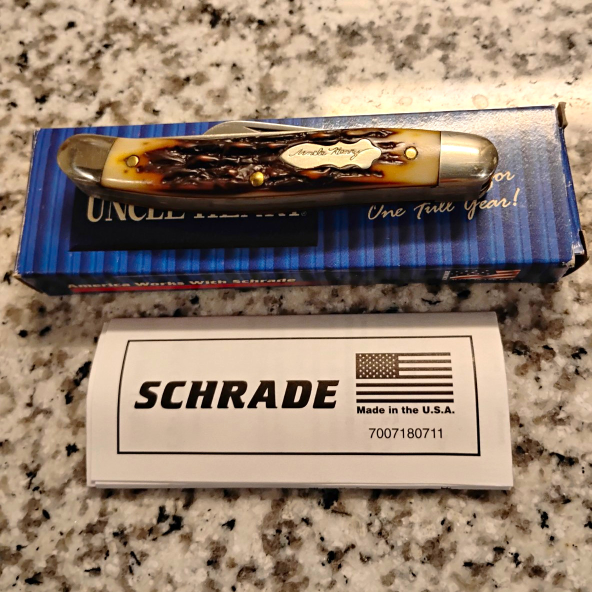 Vintage Schrade Uncle Henry 3-Blade Slipjoint Stockman Staglon w/ Box 1987
