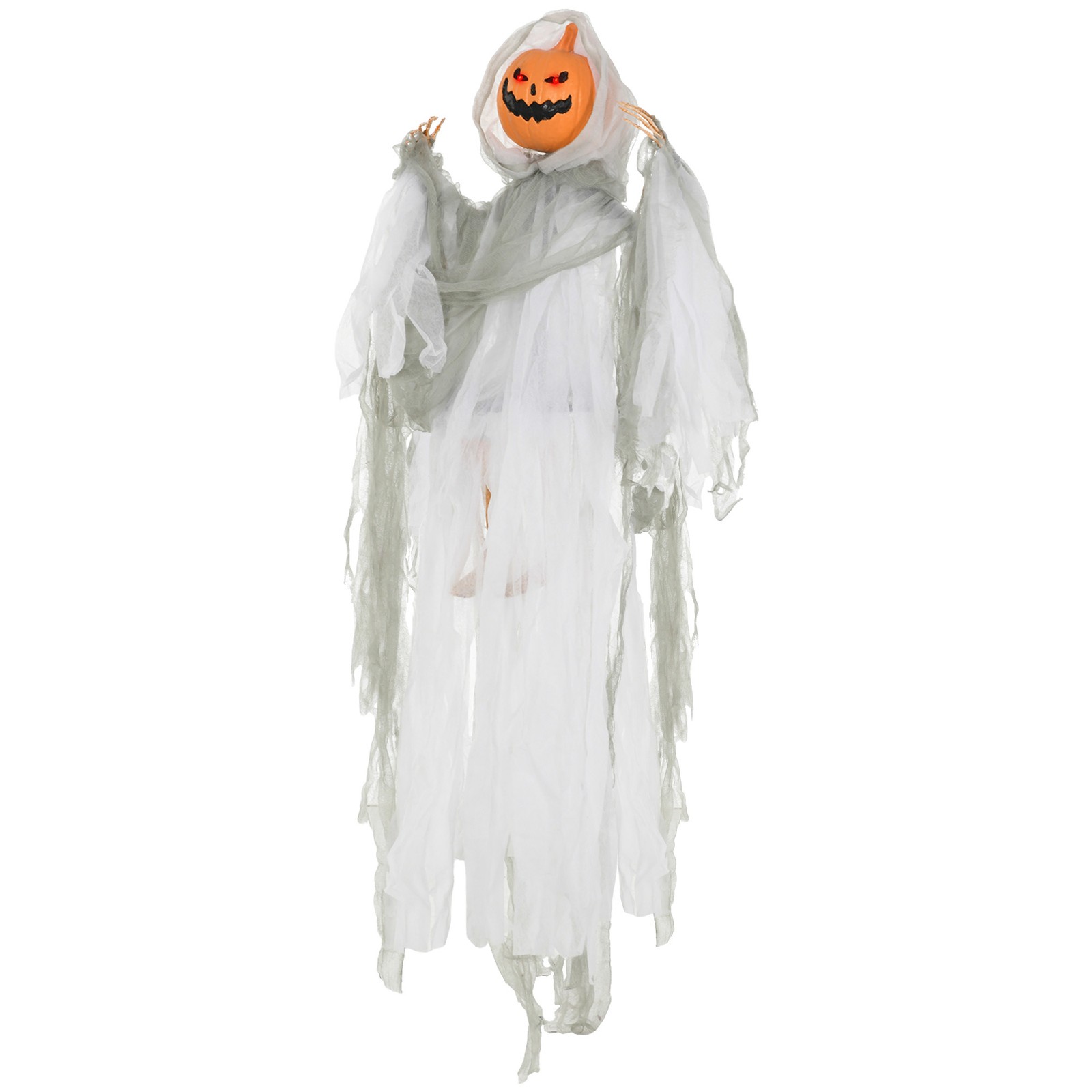 3.9 Outdoor Halloween Hanging Pumpkin Ghost W/ Light Up Green 400x180x190 mm