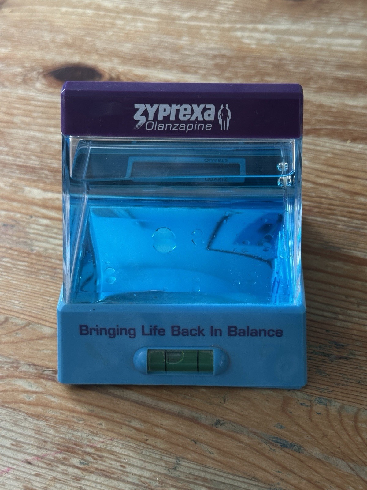 Vtg Zyprexa Olanzapine Pharmaceutical Promo Desktop Level Display Clock Vtg Zyprexa Olanzapine Pharmaceutical Promo Desktop Level Display Clock