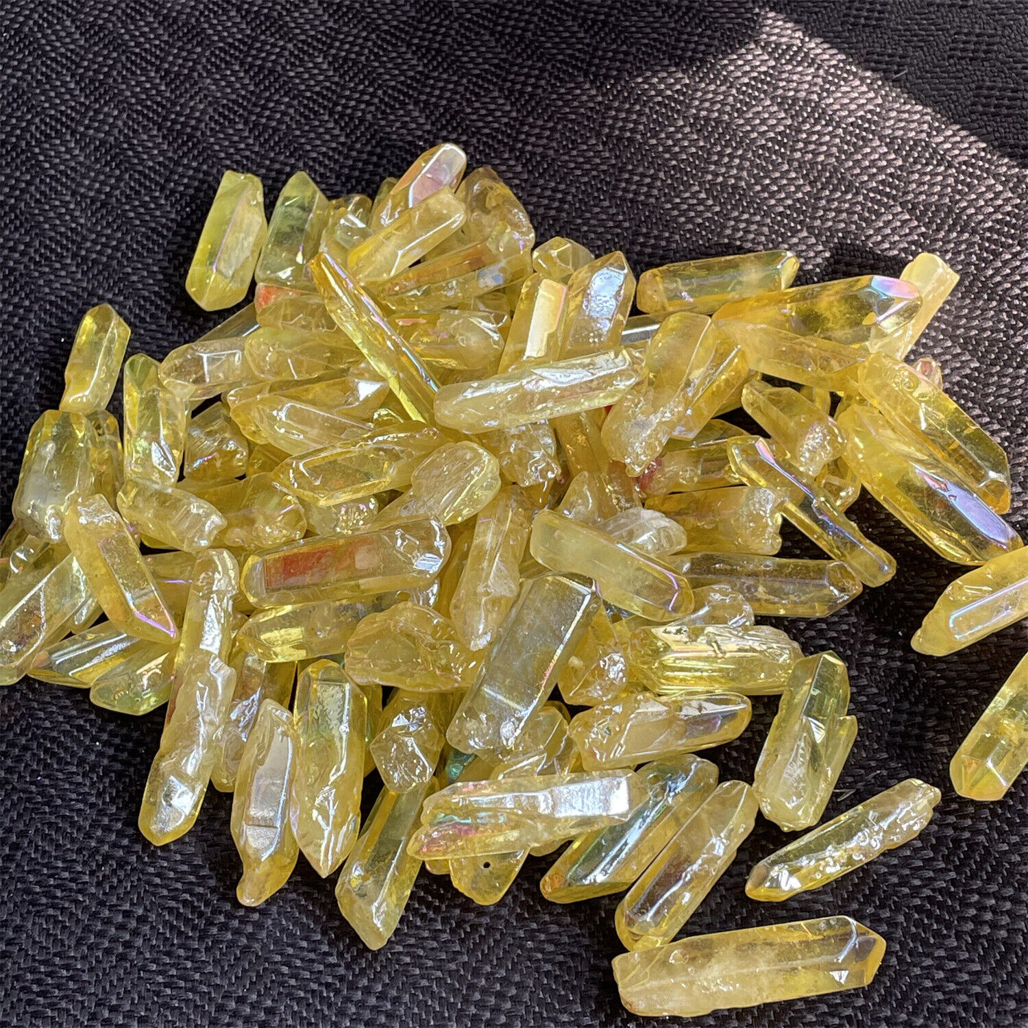 100G colours titanium rainbow aura lemurian quartz crystal 10-12pcs