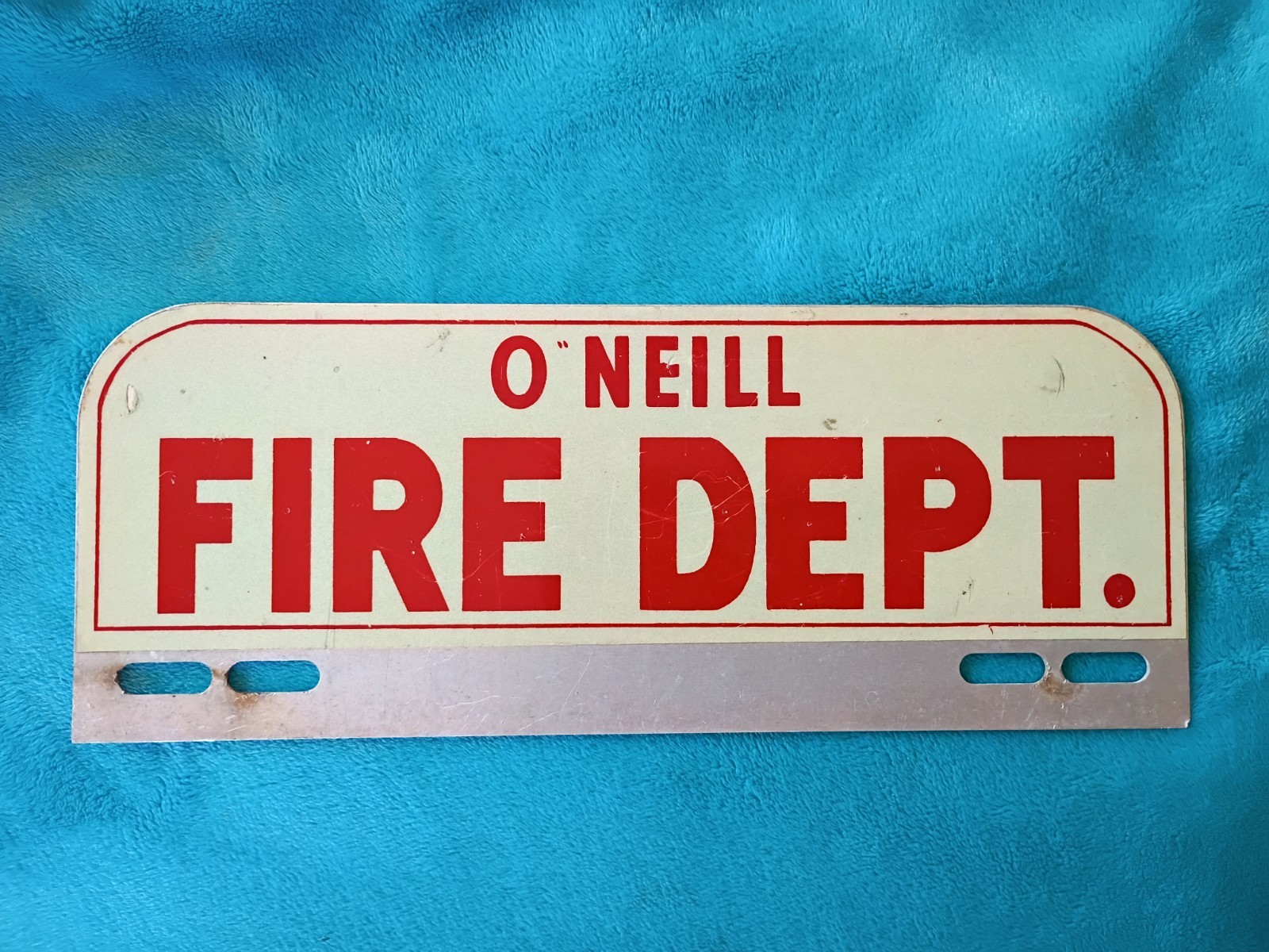 Vintage O\'Neill Fire Department License Plate Topper