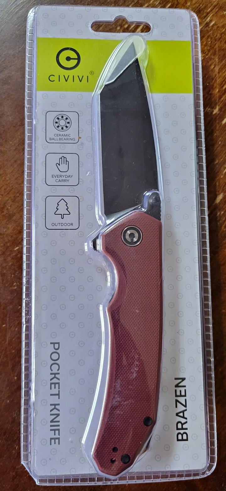 CIVIVI Brazen D2 Tanto Plain Blade Burgundy G10 Handle Liner Lock WLM-C2023B-CP