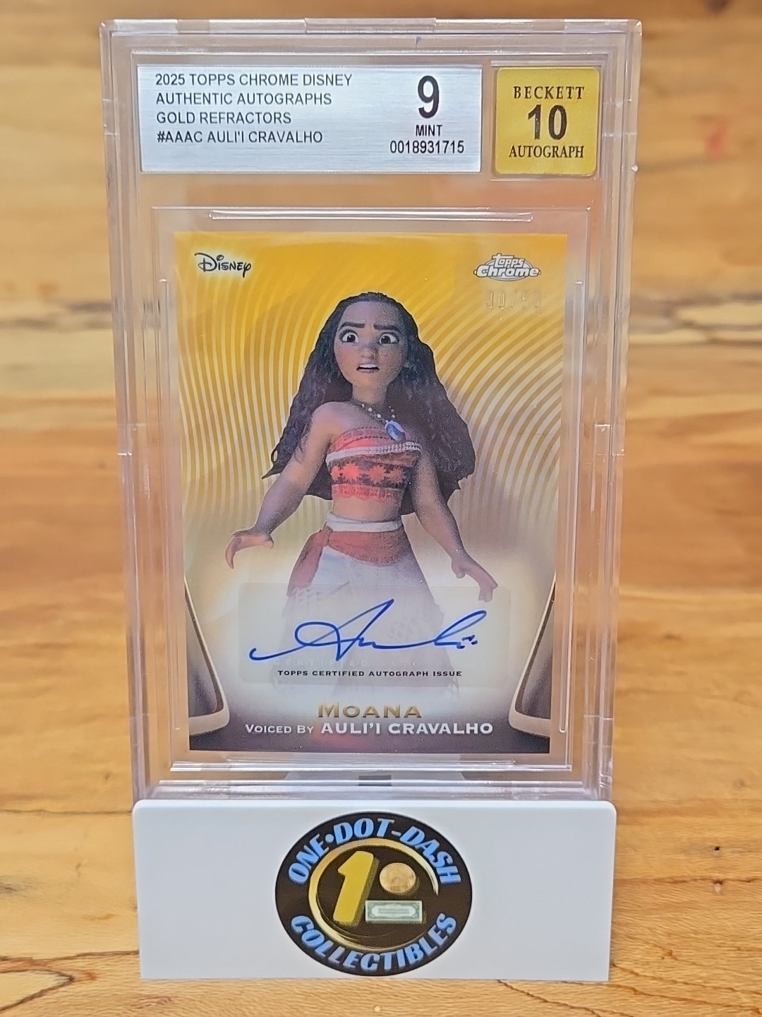 2025 Topps Chrome Disney Moana Auli’i Cravalho Auto Gold 30/50 Beckett 9 GTC13