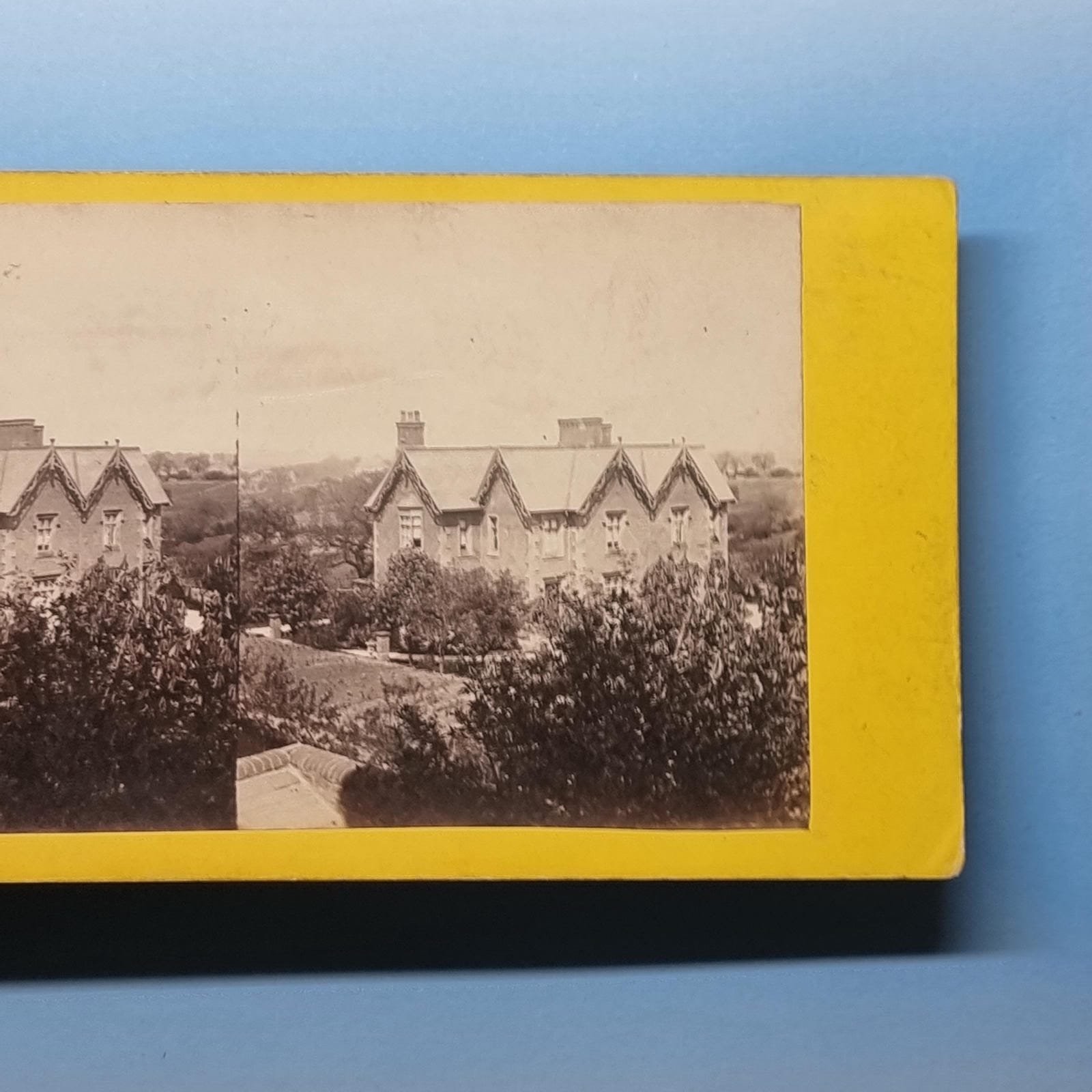 Unknown Location Stereoview C1870 Real Photo Victorian House Elevated View