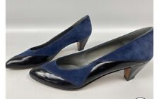 Bally Sz 10N Italian Blue Suede & Black Leather Heels  picture