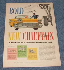 1958 Pontiac Chieftain Convertible Vintage Color Ad 