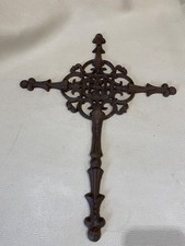 18 Inch Cast Iron Metal Large Cross Ornate Western Rustic Wall Decor picture