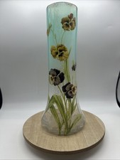 French Art Noveau Legras & Cie Enamel Violets Flower Vase. Mont Joye line. 1. 10 picture