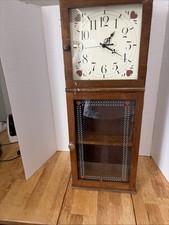 VTG 1980s Eye Encounter Wood Clock Curio. Cabinet Country Hearts Cottegecore CA picture