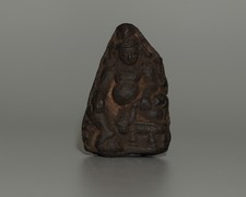 Real Tibet 1800s Old Antique Buddhist Clay Tsa Tsa Buddha Statue Yellow Kubera picture