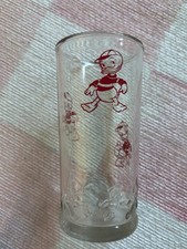 Vintage Red Walt Disney Huey Dewey Louie Glass RARE picture