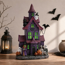 9In Halloween Village Figurine Set Resin Haunted House Decor | Halloween Village picture