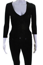 Moschino Cheap & Chic Womens Long Sleeve V Neck Laser Cut Shirt Black Size EU 38 picture