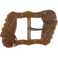 c1940's Deep carved Green bakelite belt buckle picture
