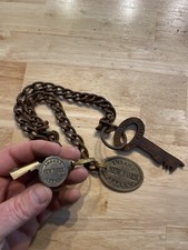 Insane Asylum Jailer Key Whistle & Chain Set Prison New York Lot Penitentiary picture