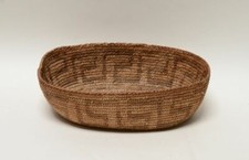 Antique Pima Basketry Finger Dance Oval Bowl, c. 1910  2 3/4