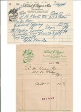 Antique Lot of (2) New Orleans Frank J. Reyes Florist Receipts 1941 picture