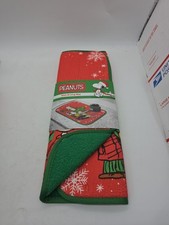 Peanuts Gang Christmas Dish Drying Mat Christmas Tree & Snowflakes New 2022 picture