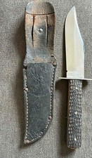 OLD VINTAGE ANTIQUE FINE-EDGE OSTISO FIXED BLADE BOWIE KNIFE picture