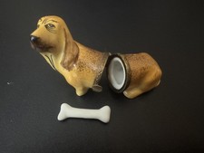 Limoges France Peint Main Basset Hound Dog Hinged Trinket Box With Bone picture