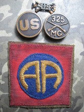WWI US 82nd Division Patch & 325th Infantry Machine Gun Collar Disk Lot MG Pin  picture