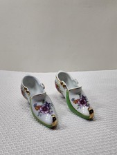 Beautiful Vintage hand painted Victorian miniature porcelain shoes picture