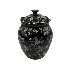 Temp-tations Black Floral Lace Ceramic Cookie Jar picture