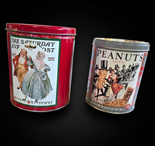 Lot of 2  1978 Advertising Tins,  The Saturday Evening Post & Planters Peanuts picture
